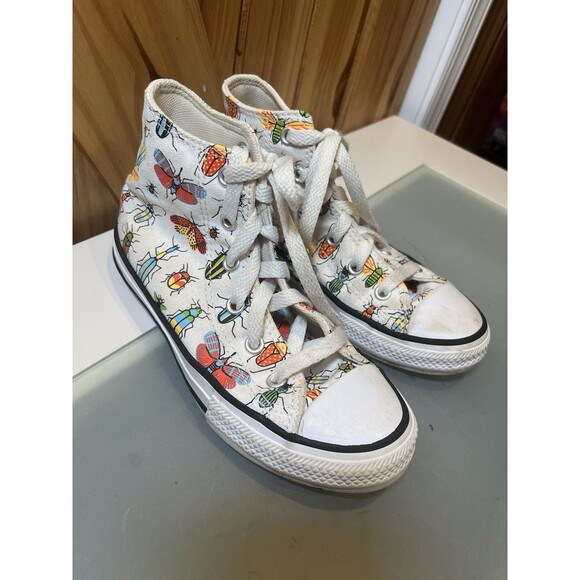 Converse Chuck Taylor All Star Hi Top Sneakers White Insect 670704F Youth 13 - Picture 1 of 9